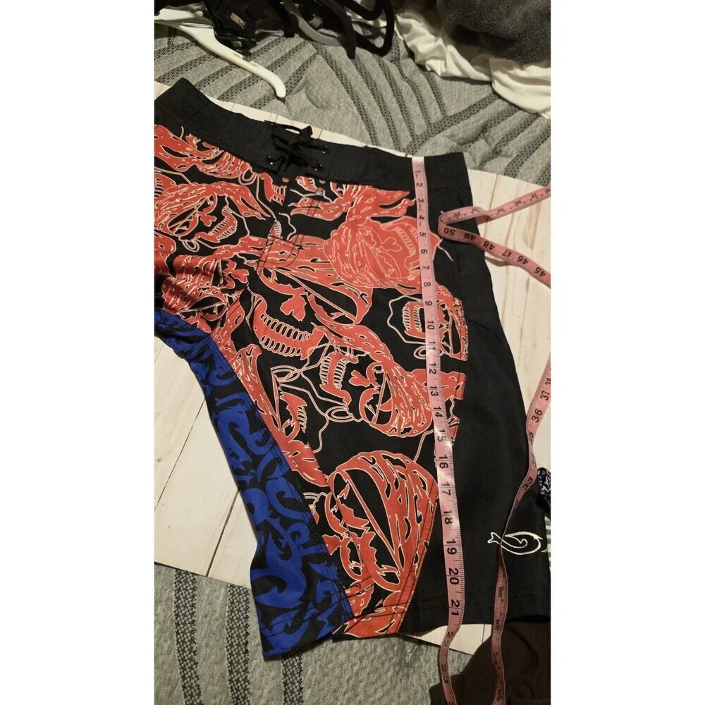 Mojo Swim Trunks Board Shorts Mens Size 32 Board Shorts Swim Trunks Red Blue NWT